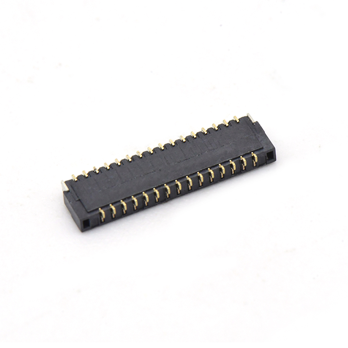 Pitch 0.30mm 90°H1.00mm 卧式下接前掀盖 SMT型 FPC 31pin 黑色 镀半金1u"，其它区域镀镍